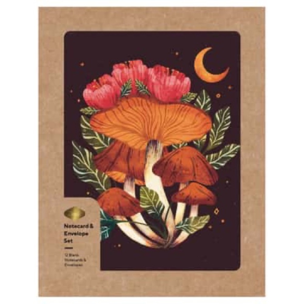 Denik Midnight Mushrooms Notecards 12 Count, NWT